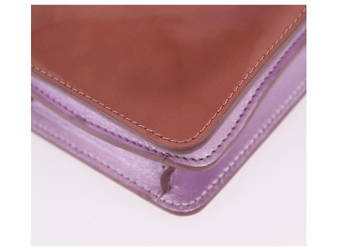 Borsa a tracolla con catena CHANEL Vernice Rosa Argento CC Auth 203084M - vista 16