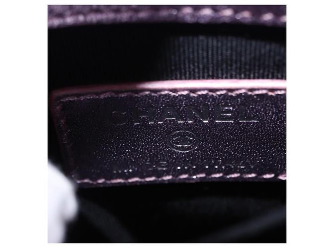 Borsa a tracolla con catena CHANEL Vernice Rosa Argento CC Auth 203084M - vista 19