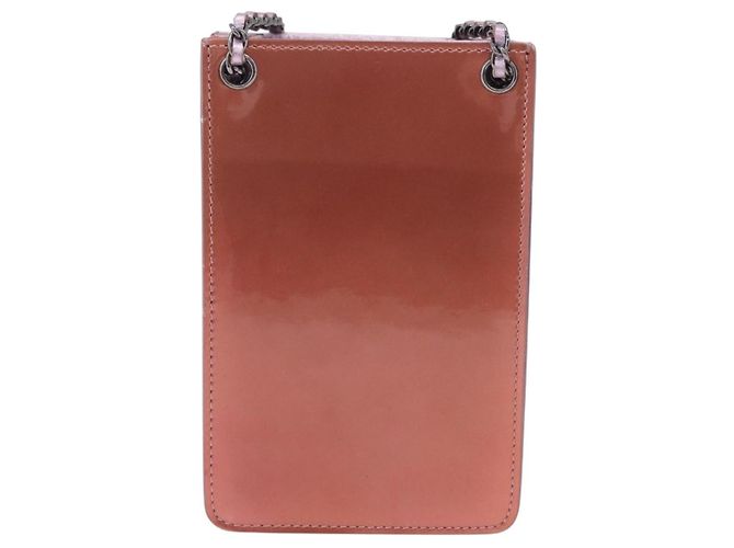 Borsa a tracolla con catena CHANEL Vernice Rosa Argento CC Auth 203084M - vista 2