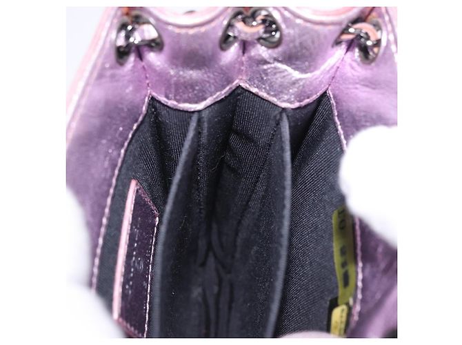 Borsa a tracolla con catena CHANEL Vernice Rosa Argento CC Auth 203084M - vista 20