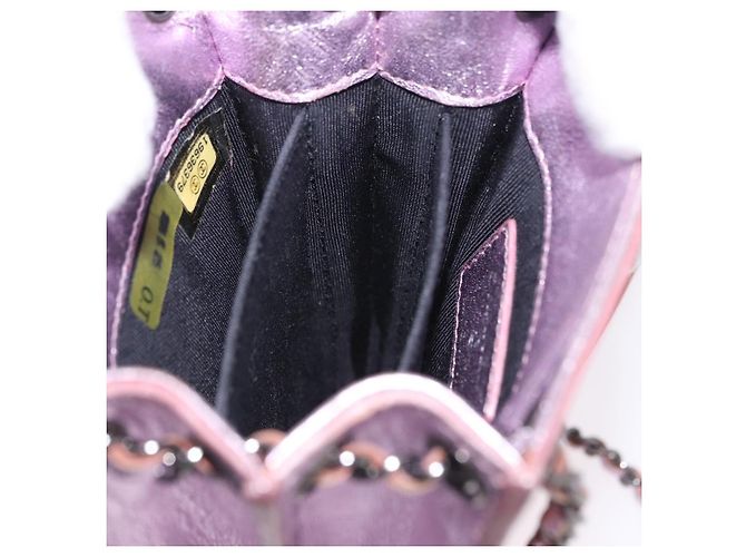 Borsa a tracolla con catena CHANEL Vernice Rosa Argento CC Auth 203084M - vista 21