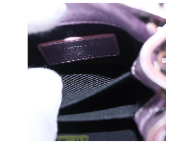 Borsa a tracolla con catena CHANEL Vernice Rosa Argento CC Auth 203084M - vista 22