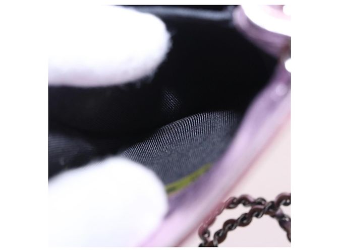 Borsa a tracolla con catena CHANEL Vernice Rosa Argento CC Auth 203084M - vista 23