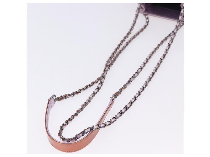 Borsa a tracolla con catena CHANEL Vernice Rosa Argento CC Auth 203084M - vista 7
