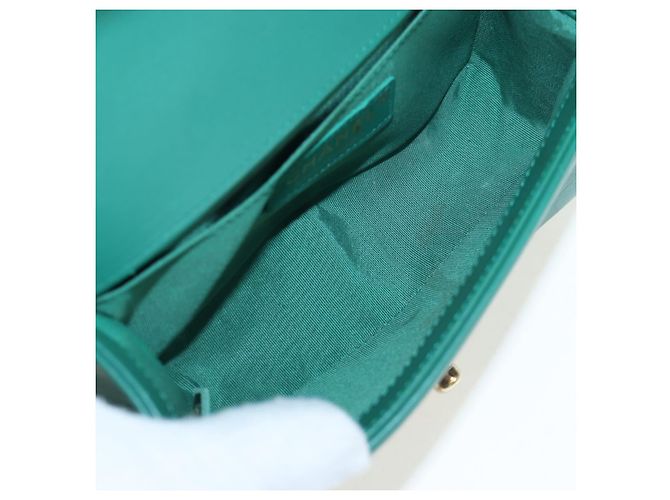 CHANEL Boy Chanel 20 Borsa a tracolla con catena in pelle Verde Oro CC Auth 203249SAM D'oro - vista 11