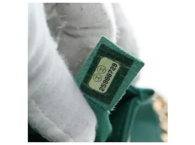 CHANEL Boy Chanel 20 Borsa a tracolla con catena in pelle Verde Oro CC Auth 203249SAM D'oro - vista 12