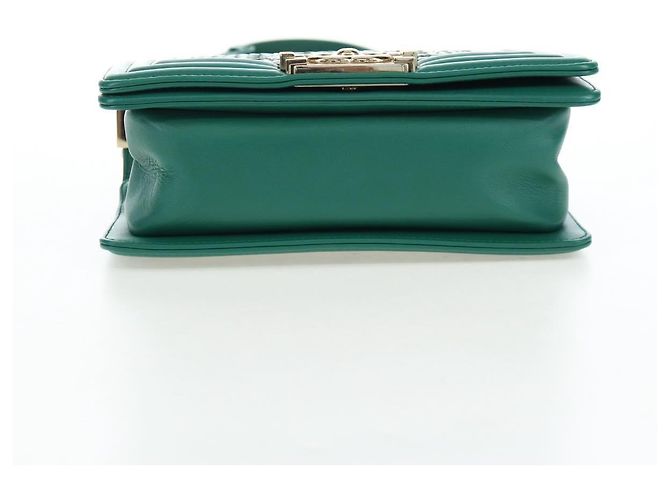 CHANEL Boy Chanel 20 Borsa a tracolla con catena in pelle Verde Oro CC Auth 203249SAM D'oro - vista 5