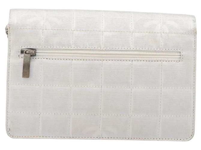 CHANEL Borsa a tracolla con catena New Travel Line in tela CC argento Auth 200755 - vista 2
