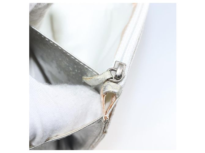 CHANEL Borsa a tracolla con catena New Travel Line in tela CC argento Auth 200755 - vista 25