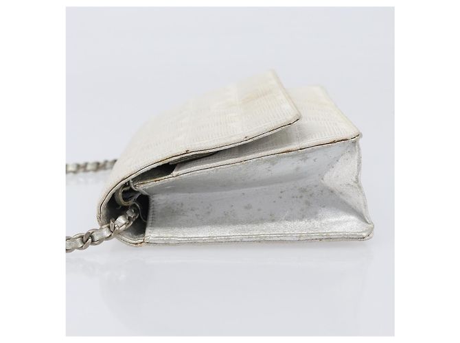 CHANEL Borsa a tracolla con catena New Travel Line in tela CC argento Auth 200755 - vista 4