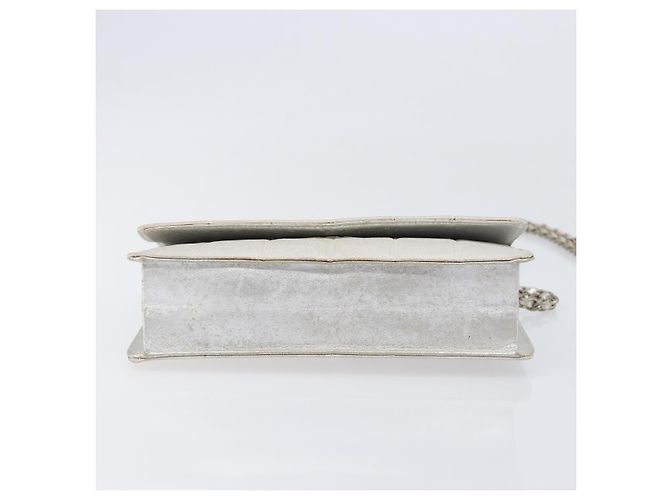 CHANEL Borsa a tracolla con catena New Travel Line in tela CC argento Auth 200755 - vista 5