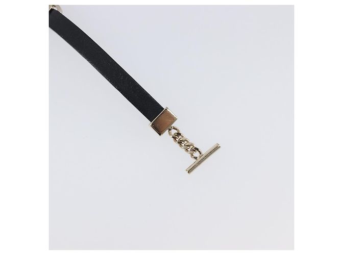 Bracciale Salvatore Ferragamo Vala Pelle Nero Oro Auth SW2868 D'oro - vista 12