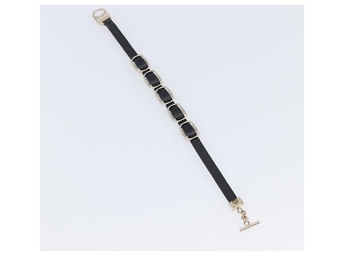Bracciale Salvatore Ferragamo Vala Pelle Nero Oro Auth SW2868 D'oro - vista 13