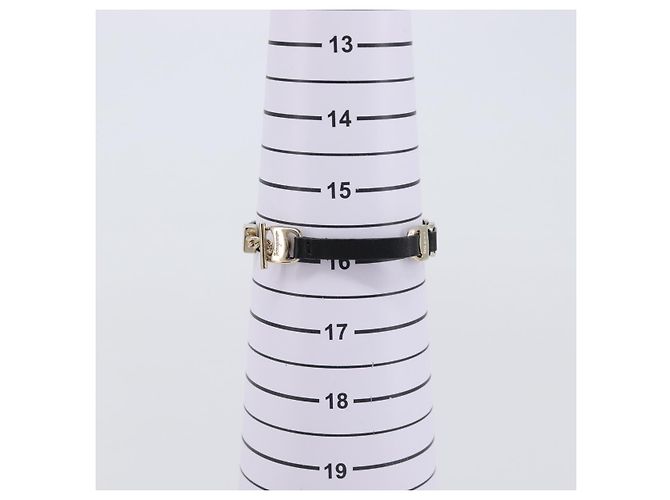 Bracciale Salvatore Ferragamo Vala Pelle Nero Oro Auth SW2868 D'oro - vista 20