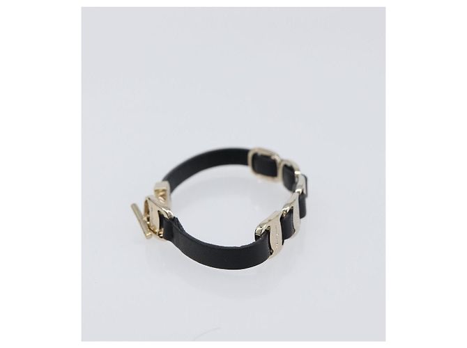 Bracciale Salvatore Ferragamo Vala Pelle Nero Oro Auth SW2868 D'oro - vista 5