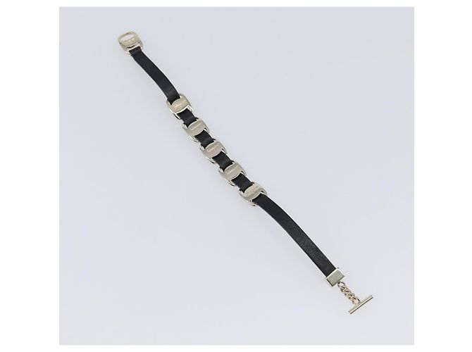 Bracciale Salvatore Ferragamo Vala Pelle Nero Oro Auth SW2868 D'oro - vista 7