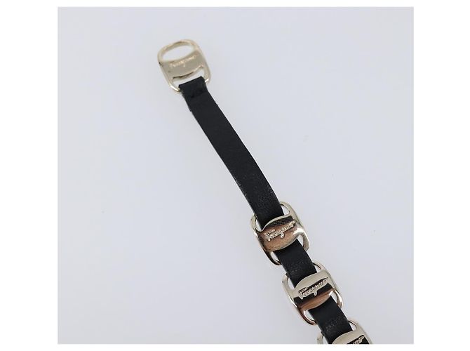 Bracciale Salvatore Ferragamo Vala Pelle Nero Oro Auth SW2868 D'oro - vista 9