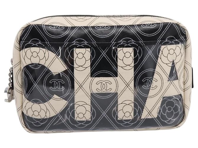 CHANEL Camelia Schultertasche PVC Canvas Schwarz Silber CC Auth 202912SAM - Ansicht 13
