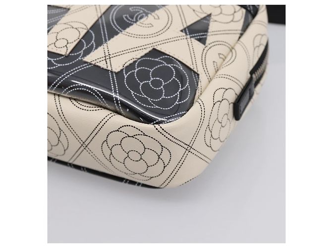 CHANEL Camelia Schultertasche PVC Canvas Schwarz Silber CC Auth 202912SAM - Ansicht 15