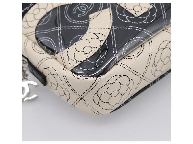CHANEL Camelia Schultertasche PVC Canvas Schwarz Silber CC Auth 202912SAM - Ansicht 16