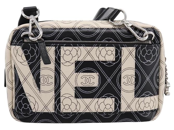 CHANEL Camelia Schultertasche PVC Canvas Schwarz Silber CC Auth 202912SAM - Ansicht 2