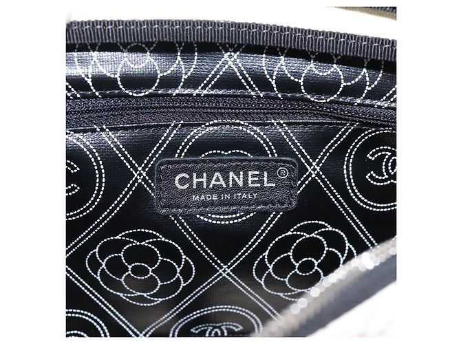 CHANEL Camelia Schultertasche PVC Canvas Schwarz Silber CC Auth 202912SAM - Ansicht 21