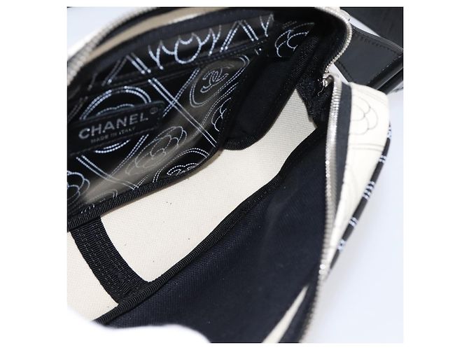 CHANEL Camelia Schultertasche PVC Canvas Schwarz Silber CC Auth 202912SAM - Ansicht 22