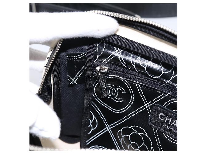 CHANEL Camelia Schultertasche PVC Canvas Schwarz Silber CC Auth 202912SAM - Ansicht 24
