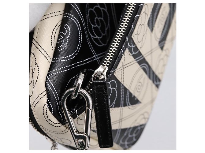 CHANEL Camelia Schultertasche PVC Canvas Schwarz Silber CC Auth 202912SAM - Ansicht 26