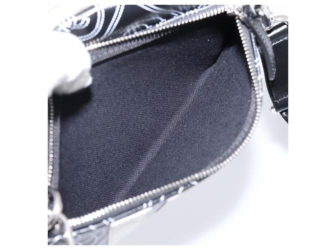 CHANEL Camelia Schultertasche PVC Canvas Schwarz Silber CC Auth 202912SAM - Ansicht 27