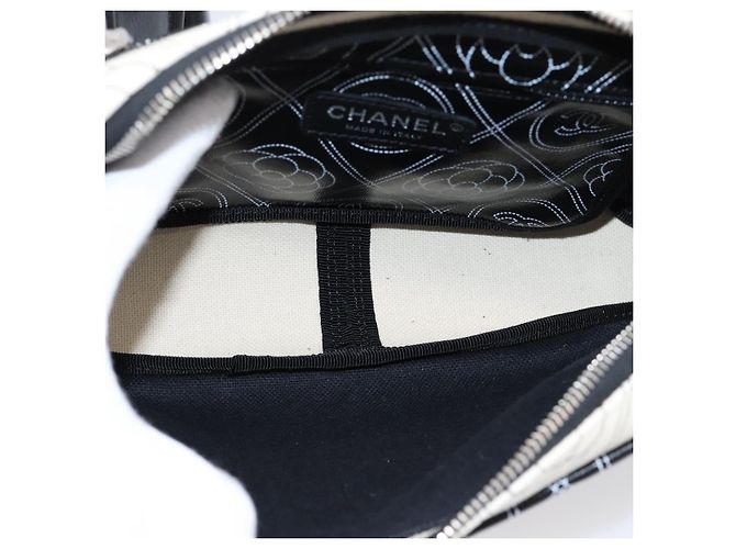 CHANEL Camelia Schultertasche PVC Canvas Schwarz Silber CC Auth 202912SAM - Ansicht 9