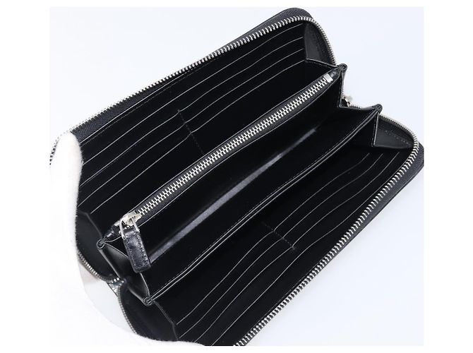 Cartera larga PRADA de cuero Silver Auth 203045 Plata - vista 10
