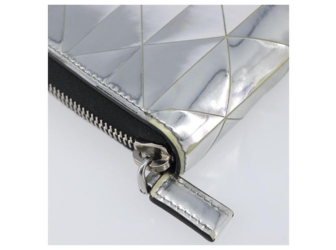 Cartera larga PRADA de cuero Silver Auth 203045 Plata - vista 15