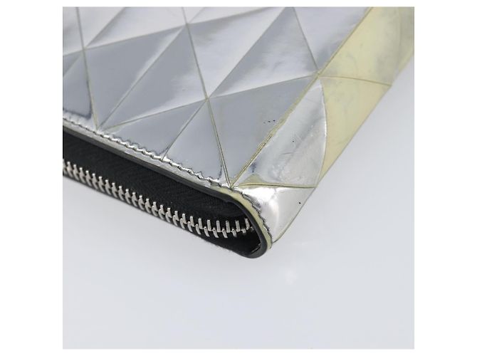 Cartera larga PRADA de cuero Silver Auth 203045 Plata - vista 17