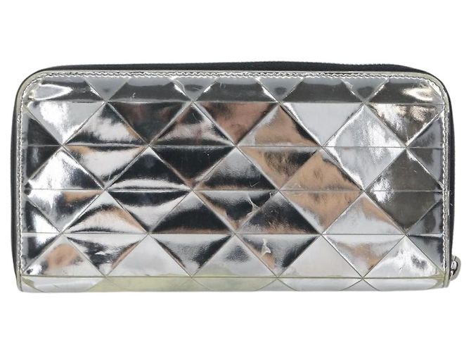 Cartera larga PRADA de cuero Silver Auth 203045 Plata - vista 2