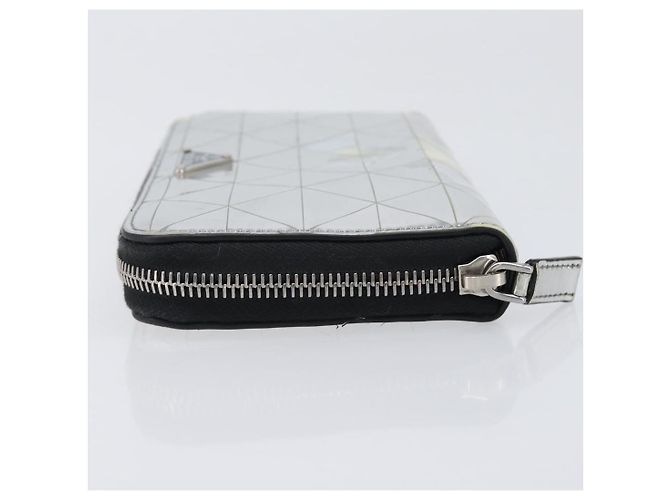 Cartera larga PRADA de cuero Silver Auth 203045 Plata - vista 4