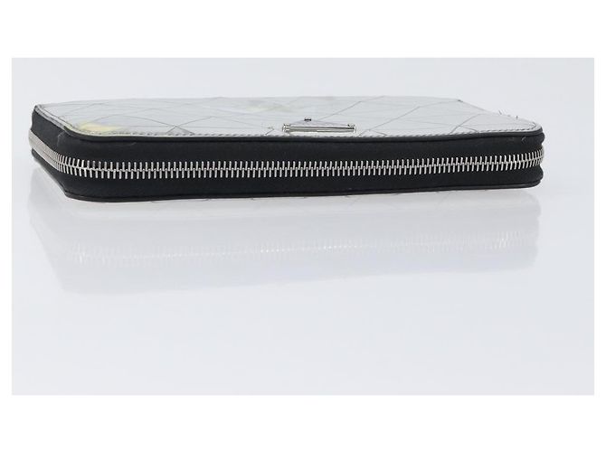 Cartera larga PRADA de cuero Silver Auth 203045 Plata - vista 5