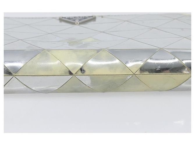 Cartera larga PRADA de cuero Silver Auth 203045 Plata - vista 7