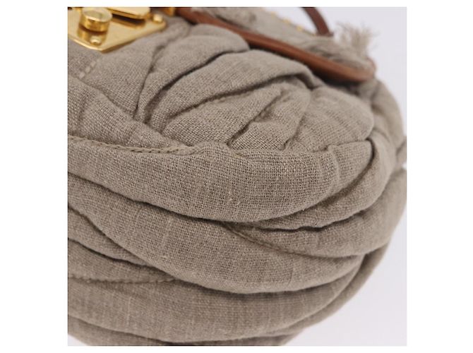 Borsa a tracolla Miu Miu Matelassé con catena in tela beige e oro Auth 202216V - vista 16