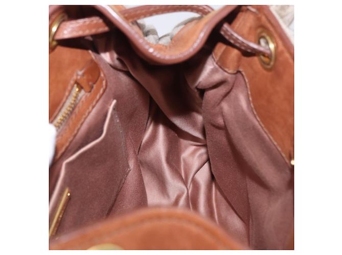 Borsa a tracolla Miu Miu Matelassé con catena in tela beige e oro Auth 202216V - vista 21