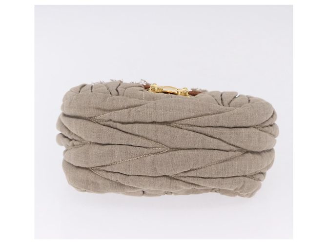 Borsa a tracolla Miu Miu Matelassé con catena in tela beige e oro Auth 202216V - vista 5