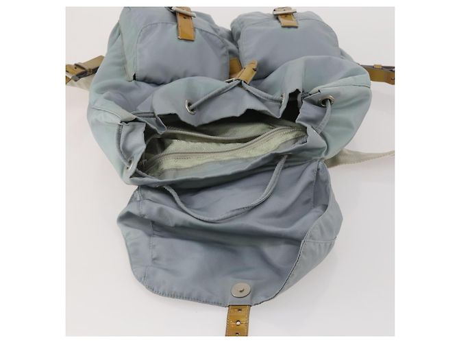 Mochila PRADA Nylon Cinza Prata Auth 197693 Marrom - vista 10