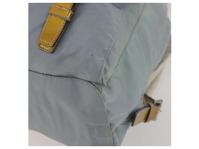 Mochila PRADA Nylon Cinza Prata Auth 197693 Marrom - vista 16