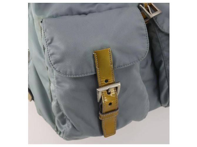 Mochila PRADA Nylon Cinza Prata Auth 197693 Marrom - vista 27