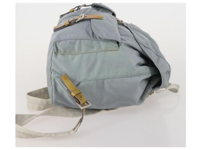 Mochila PRADA Nylon Cinza Prata Auth 197693 Marrom - vista 3