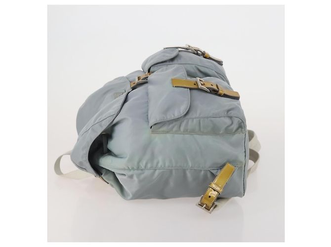 Mochila PRADA Nylon Cinza Prata Auth 197693 Marrom - vista 4