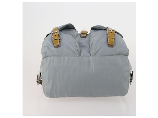 Mochila PRADA Nylon Cinza Prata Auth 197693 Marrom - vista 5