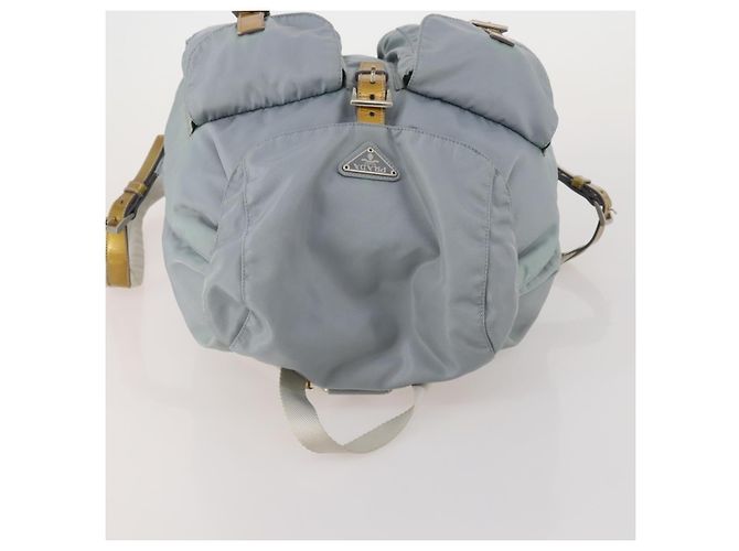 Mochila PRADA Nylon Cinza Prata Auth 197693 Marrom - vista 6