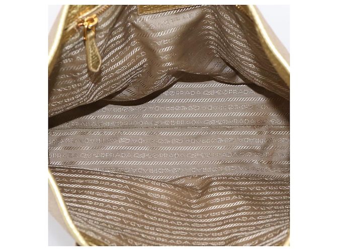 PRADA Handtasche Jacquard Beige Gold Auth 202467 Golden - Ansicht 11