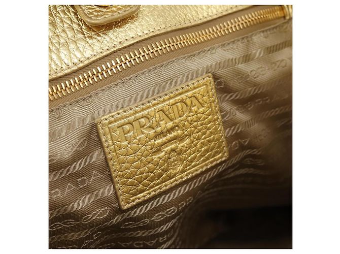 PRADA Handtasche Jacquard Beige Gold Auth 202467 Golden - Ansicht 17